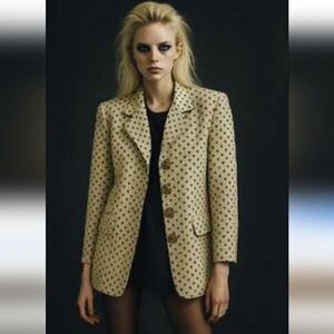 Anne Klein Tan Floral Print Blazer Jacket 6